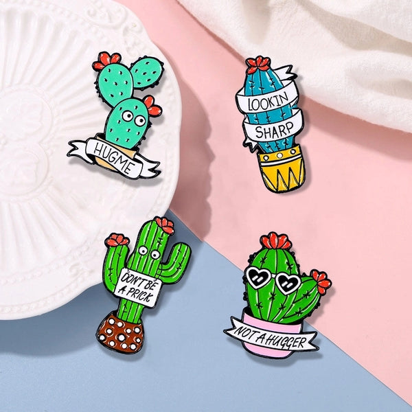 Simple Style Pin Cactus Letter Alloy Enamel Unisex Brooches