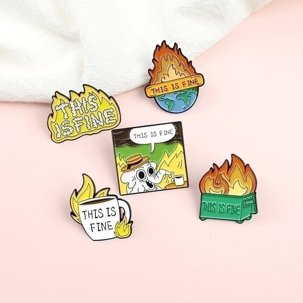 Simple Style Pin Earth Letter Flame Alloy Stoving Varnish Unisex Brooches