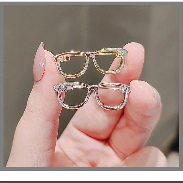 Minimalist Pin Glasses Alloy Plating Hollow Out Unisex Brooches