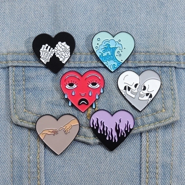 Simple Style Pin Heart Shape Alloy Plating Unisex Brooches