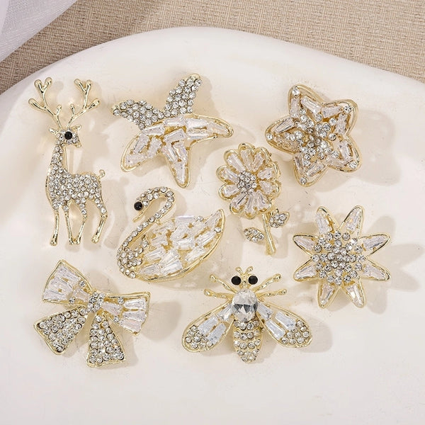 Simple Style Pin Insect Flower Bow Knot Alloy Inlay Zircon Women's Brooches