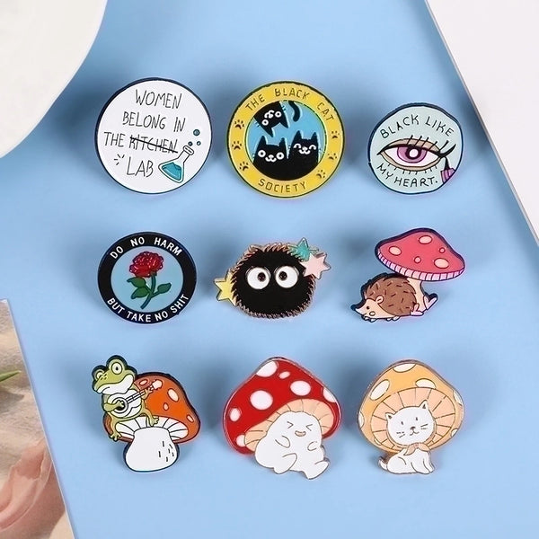 Simple Style Pin Letter Cat Mushroom Alloy Enamel Unisex Brooches