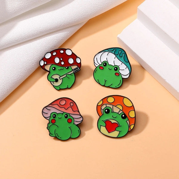 Simple Style Pin Mushroom Frog Alloy Enamel Unisex Brooches