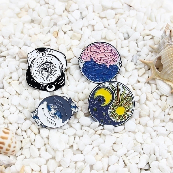 Simple Style Pin Sun Moon Dolphin Alloy Stoving Varnish Unisex Brooches