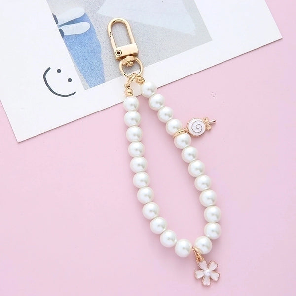 Simple Style Portrait Round Flower Alloy Beaded Women's Keychain 1 Piece