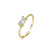 Simple Style Rectangle Silver Plating Inlay Zircon Open Ring 1 Piece