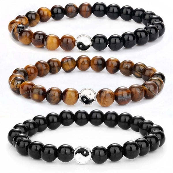 Minimalist Round Alloy Natural Stone Beaded Bracelets 1 Piece