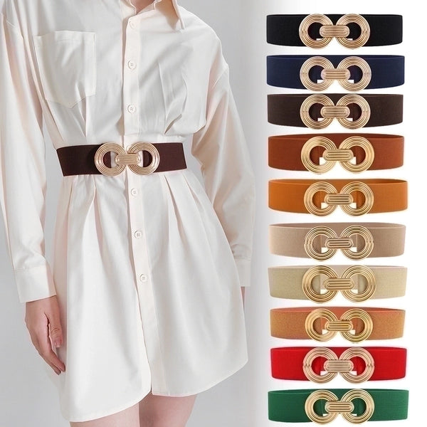 Simple Style Round Alloy Rubber Band Plating Women's Woven Belts