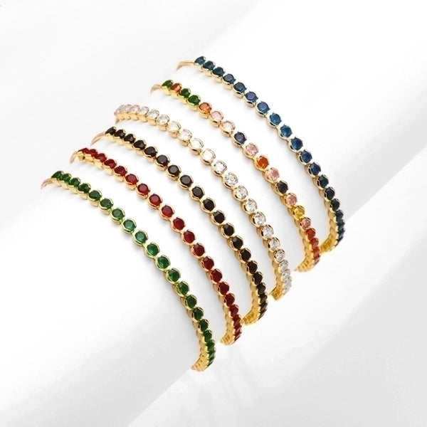 Simple Style Round Copper 18k Gold Plated Zircon Bracelets In Bulk