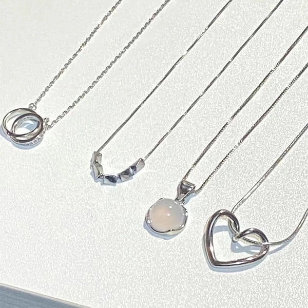 Simple Style Round Heart Shape Titanium Steel Inlay Artificial Gemstones Necklace