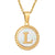 Simple Style Round Letter Stainless Steel Inlay Shell Pendant Necklace