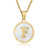 Minimalist Round Letter Stainless Steel Pendant Necklace Gold Plated Shell Stainless Steel Necklaces