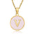 Simple Style Round Letter Stainless Steel Pendant Necklace Gold Plated Shell Stainless Steel Necklaces