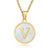 Minimalist Round Letter Stainless Steel Pendant Necklace Gold Plated Shell Stainless Steel Necklaces