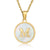 Minimalist Round Letter Stainless Steel Pendant Necklace Gold Plated Shell Stainless Steel Necklaces