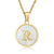 Minimalist Round Letter Stainless Steel Pendant Necklace Gold Plated Shell Stainless Steel Necklaces