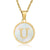 Minimalist Round Letter Stainless Steel Pendant Necklace Gold Plated Shell Stainless Steel Necklaces