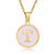 Simple Style Round Letter Stainless Steel Pendant Necklace Gold Plated Shell Stainless Steel Necklaces