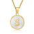 Simple Style Round Letter Stainless Steel Pendant Necklace Gold Plated Shell Stainless Steel Necklaces