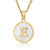 Simple Style Round Letter Stainless Steel Pendant Necklace Gold Plated Shell Stainless Steel Necklaces