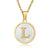 Minimalist Round Letter Stainless Steel Pendant Necklace Gold Plated Shell Stainless Steel Necklaces