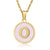 Simple Style Round Letter Stainless Steel Pendant Necklace Gold Plated Shell Stainless Steel Necklaces