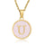 Simple Style Round Letter Stainless Steel Pendant Necklace Gold Plated Shell Stainless Steel Necklaces