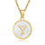 Minimalist Round Letter Stainless Steel Pendant Necklace Gold Plated Shell Stainless Steel Necklaces