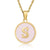 Simple Style Round Letter Stainless Steel Pendant Necklace Gold Plated Shell Stainless Steel Necklaces