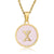 Simple Style Round Letter Stainless Steel Pendant Necklace Gold Plated Shell Stainless Steel Necklaces