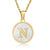 Minimalist Round Letter Stainless Steel Pendant Necklace Gold Plated Shell Stainless Steel Necklaces