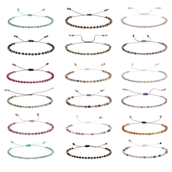 Simple Style Round Natural Stone Knitting Drawstring Bracelets