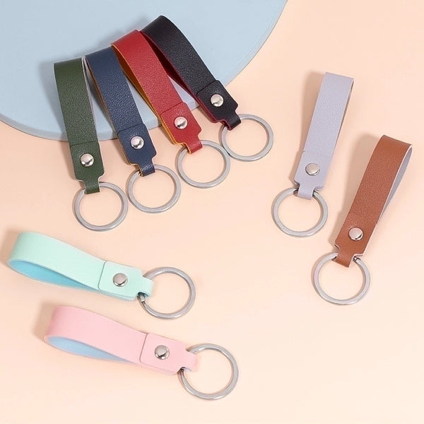 Minimalist Round Solid Color Pu Leather Alloy Unisex Bag Pendant Keychain 1 Piece