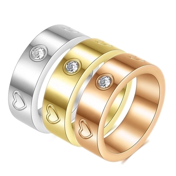 Simple Style Round Stainless Steel Plating Inlay Artificial Gemstones 18k Gold Plated Rings