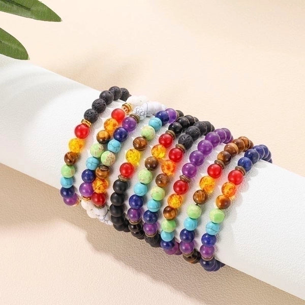 Simple Style Round Stone Beaded Braid Bracelets