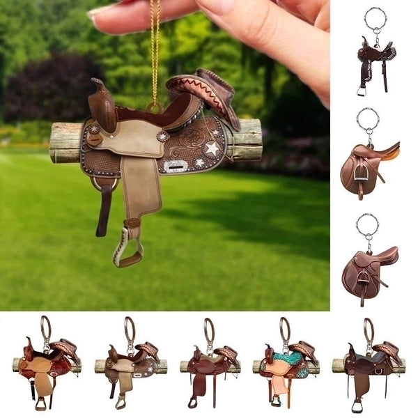 Simple Style Saddle Arylic Printing Keychain 1 Piece