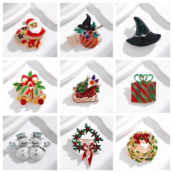 Simple Style Santa Claus Hat Bell Alloy Inlay Rhinestones Unisex Corsage Brooches