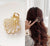 Simple Style Sector Shell Rectangle Imitation Pearl Rhinestone Metal Hair Claws