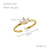 Stainless Steel 18K Gold Plated Minimalist Inlay Shamrock Zircon Open Rings