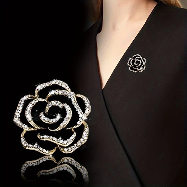 Simple Style Shiny Flower Alloy Plating Inlay Crystal Women's Brooches 1 Piece