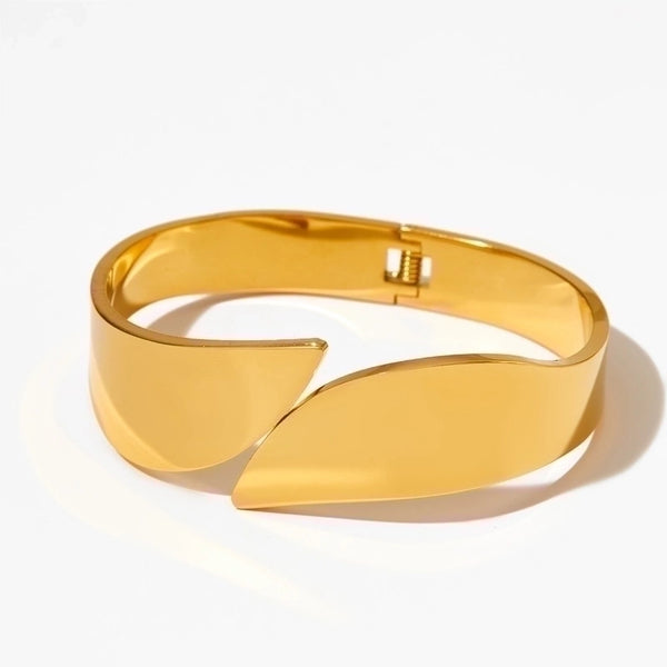 Minimalist Solid Color 304 Stainless Steel 16K Gold Plated White Gold Plated Gold Plated Bangle In Bulk