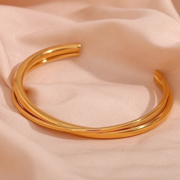 Minimalist Solid Color 304 Stainless Steel 18K Gold Plated Bangle In Bulk