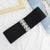 Simple Style Solid Color Alloy Elastic Band Women's Woven Belts