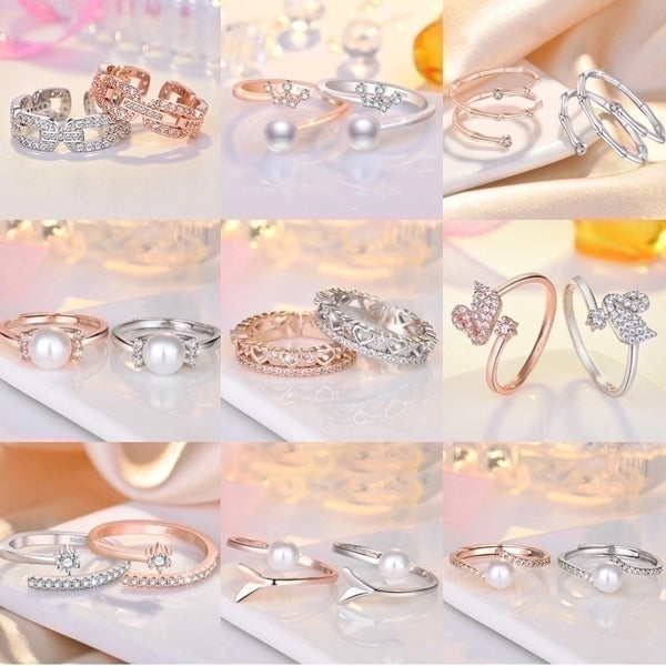 Simple Style Solid Color Copper Plating Inlay Artificial Diamond Rings 1 Piece