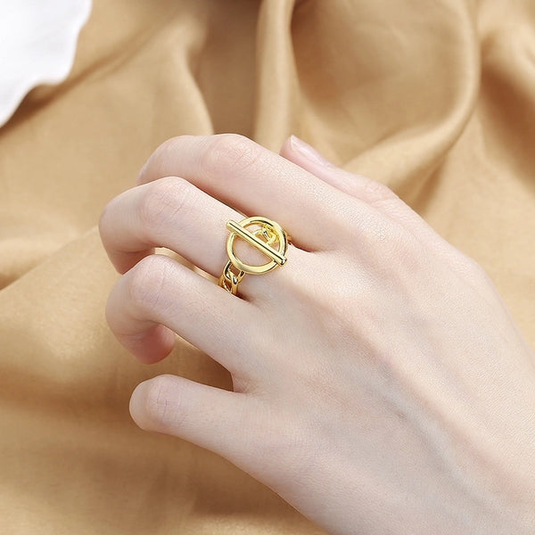 Minimalist Solid Color Copper Toggle Plating Open Ring