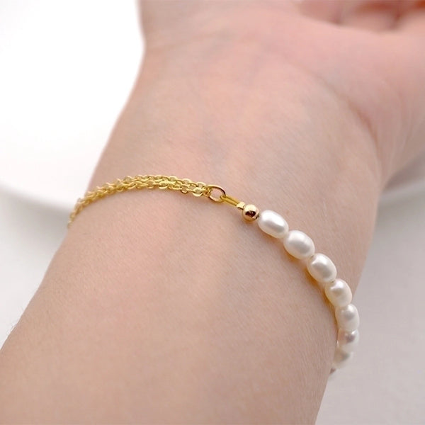 Minimalist Solid Color Pearl Titanium Steel Handmade Bracelets 1 Piece