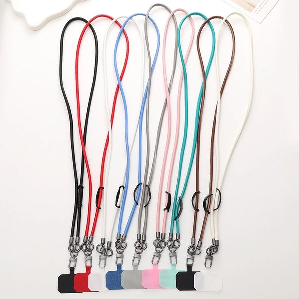 Minimalist Solid Color Pu Leather Knitting Chain Mobile Phone Chain