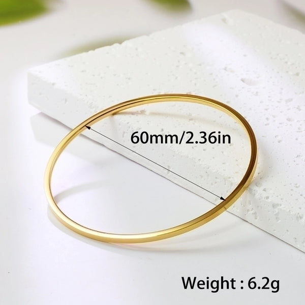 Minimalist Solid Color Stainless Steel 18K Gold Plated Rose Gold Plated Bangle In Bulk