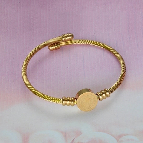 Simple Style Solid Color Stainless Steel Gold Plated Bangle In Bulk