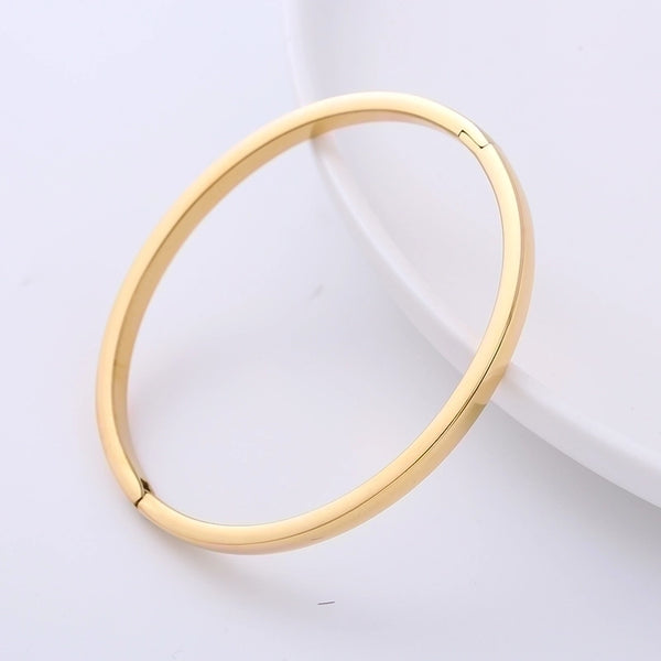 Simple Style Solid Color Stainless Steel Gold Plated Gold Plated Bangle